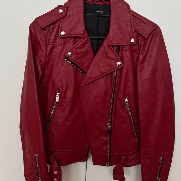 Zara Faux Leather Dark Red Jacket - Picture 1 of 3